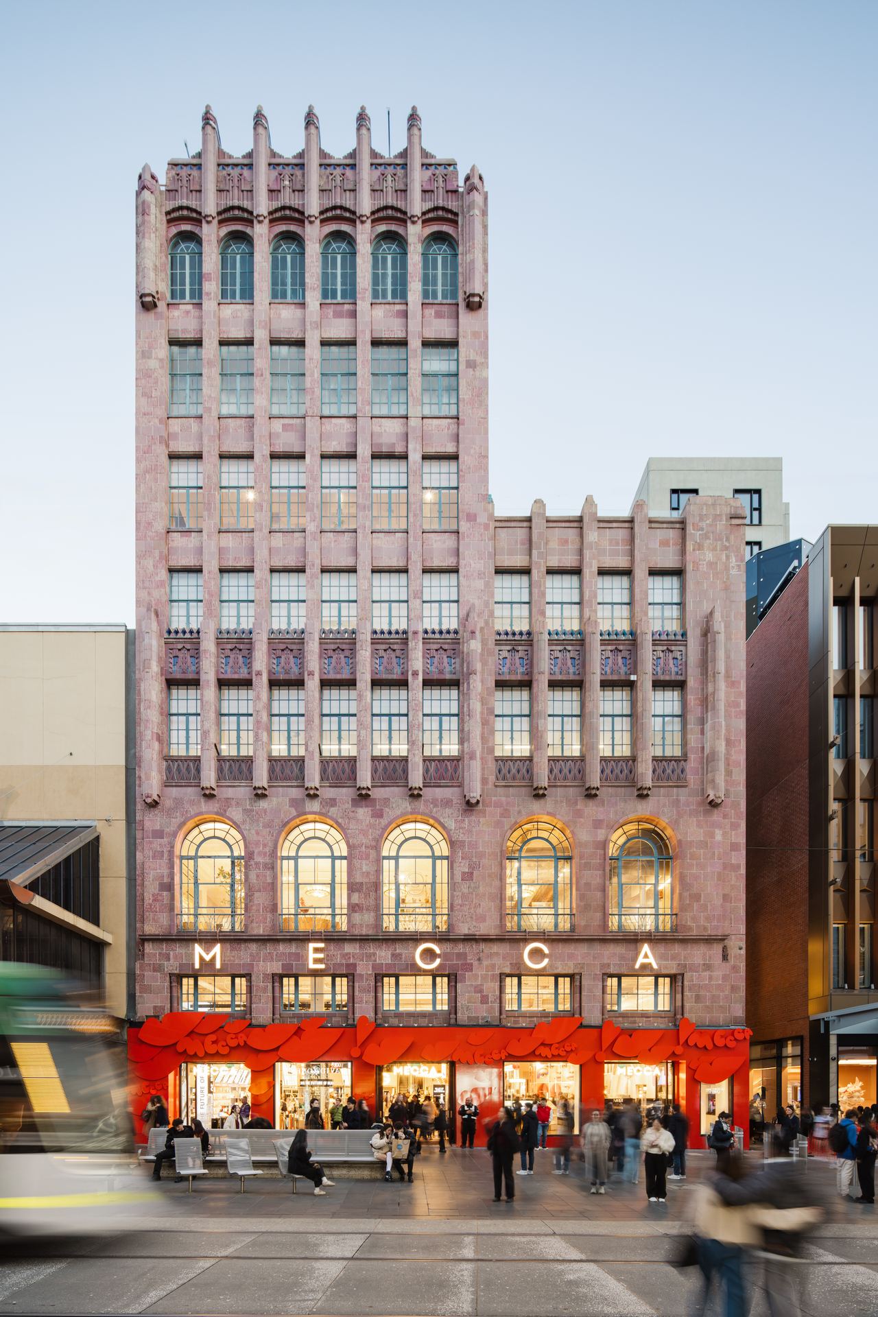 299 Bourke Street — restored terracotta facade with the MECCA flagship on the Bourke Street Mall